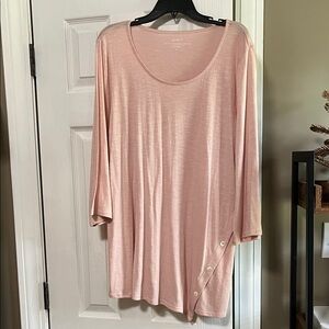 J Jill Light Pink Tunic with Button Accent
